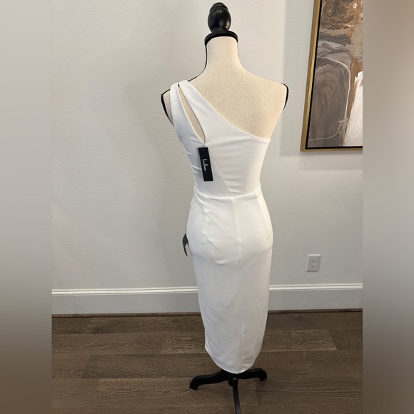 NWT LuLu’s Dress : Cocktail Club White One-Shoulder Midi Dress - Picture 4 of 8